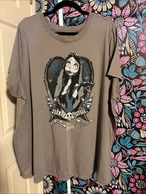 torrid Gray Tee with Blue and Black Corpse Bride Graphic